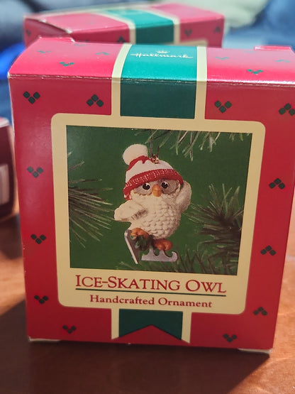 Vintage Hallmark Keepsake Ornament Ice-Skating Owl 1985 miniature