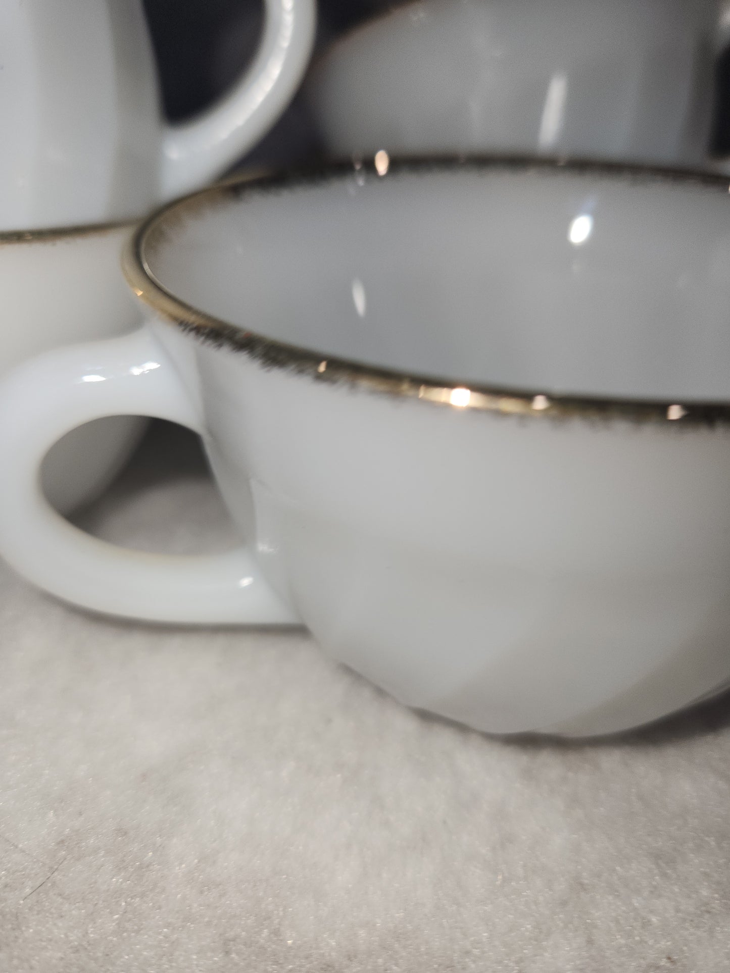 Vintage Fire King White Milk Glass Ribbed Swirl Tea Cup Oven Ware set of 5 fk4