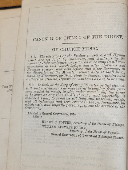 Antique Hymnal Protestant Episcopal Church E & JB YOUNG 1882 Inscribed 1884 ab1