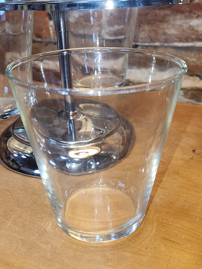 Kromex Three Cup Glass and Metal Condiments Lazy Susan kit21