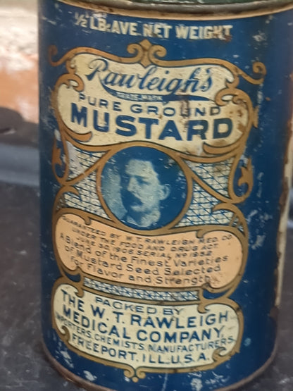 Antique vintage 1/2 lb Rawleigh's pure ground mustard tin561