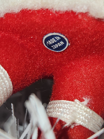 Vintage Waving Dancing Red Flocked Santa Claus Pic CHEEKS GLOW