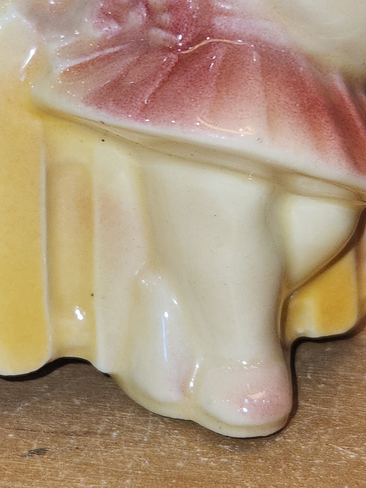 Vintage Pottery Planter Little Girl in Pink by a Fence Likely Shawnee Potter AS IS pl12