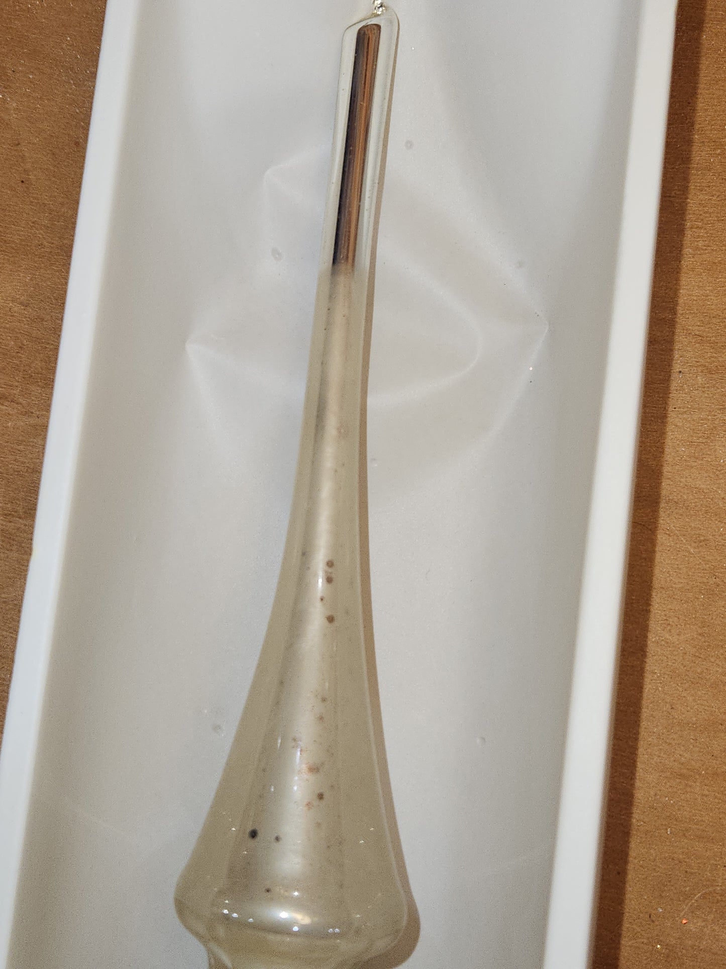 Vintage Rauch Hand Blown Mercury Glass Tree Topper White Gold Glass with Box Box tt11