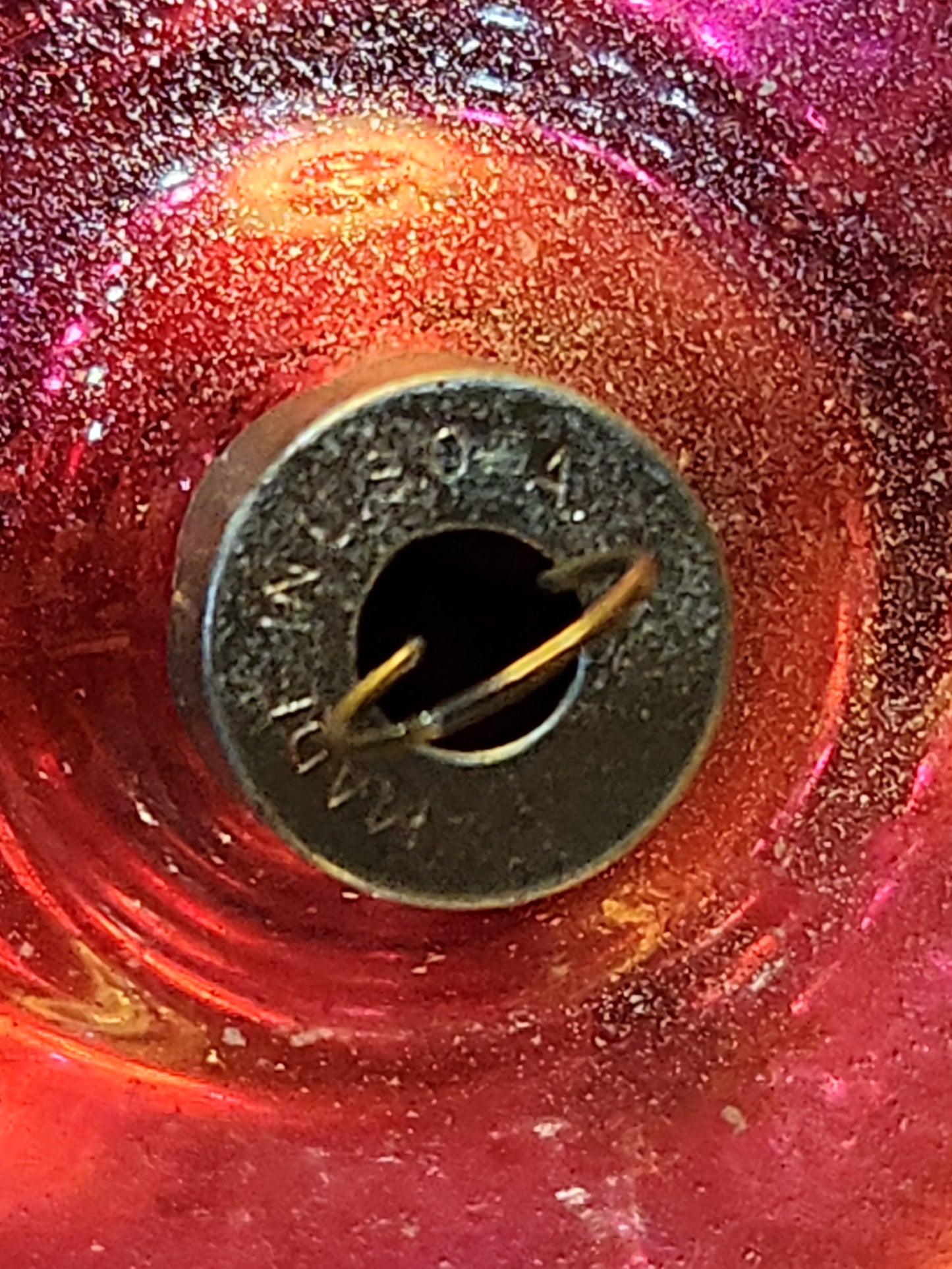 Vintage Shiny Brite Parachute Glass Ornament Hot Pink Made in USofA AS IS O1