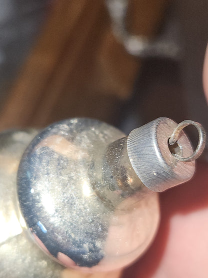 Vintage Premier Glass Christmas Ornament Lantern Silver Gold White vo8