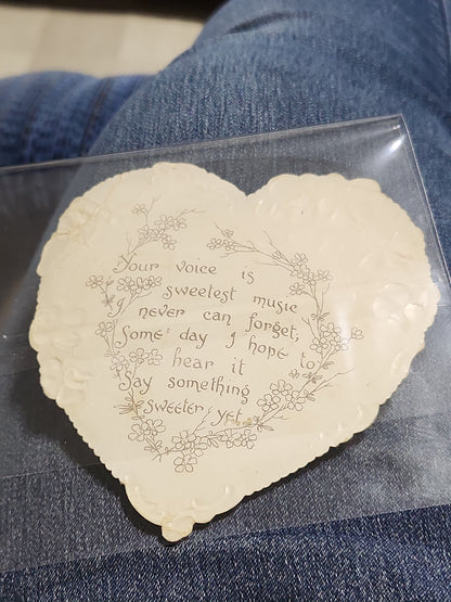 Antique Die Cut Valentine Card 1902 Heart Shape Victorian Couple To My Sweetheart
