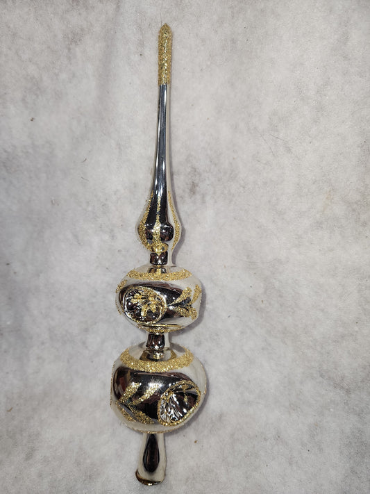 Vintage glass Christmas tree topper Commodore Romainia 12" tt71