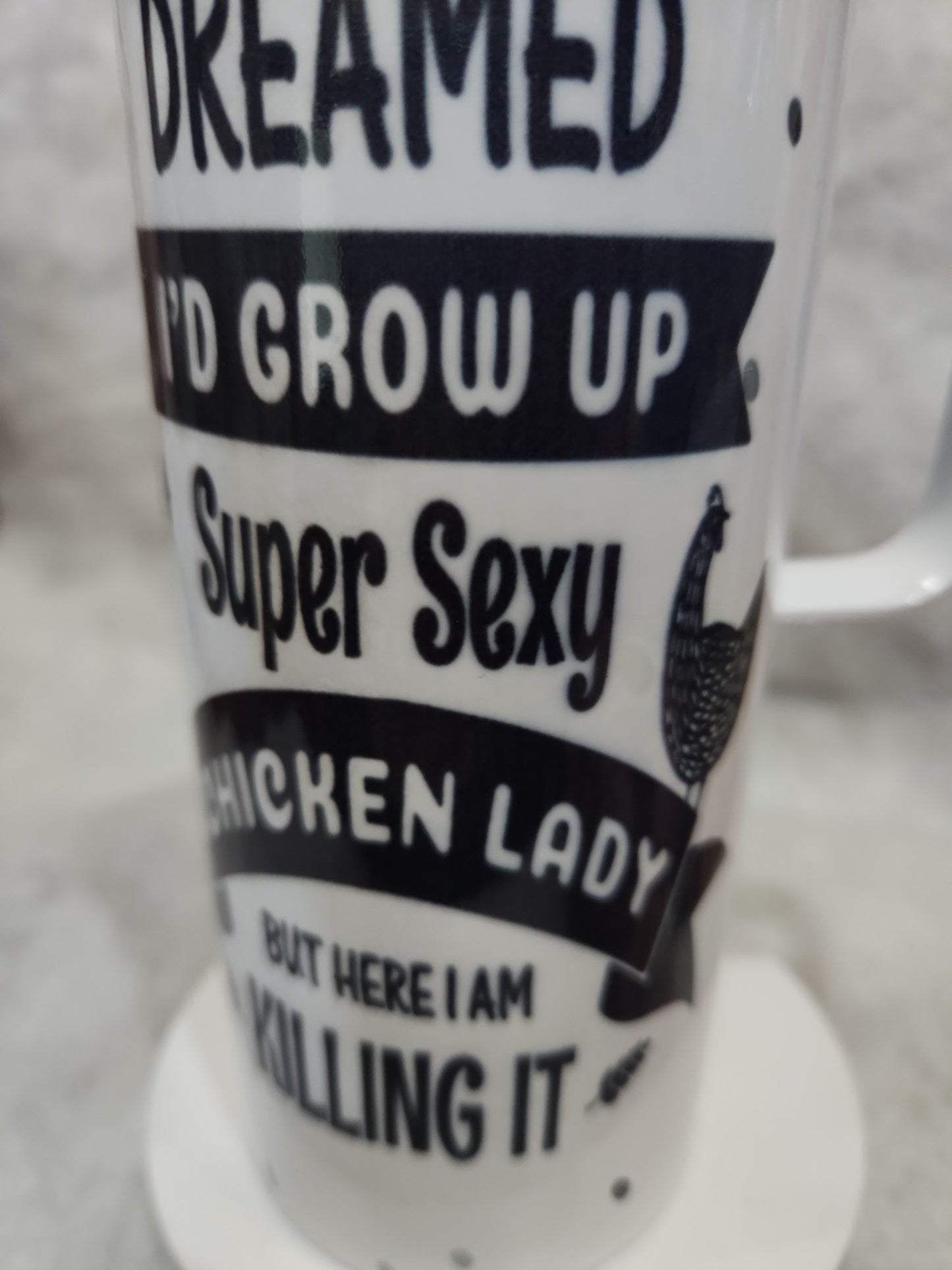 20 oz stainless steel insulated Tumbler with handle I Never Dreamed I'd Grow up Super *&%^ Chicken Lady But Here I am Killing It t55