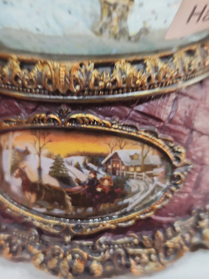 6" H Musical Holiday Themes globe snowman children and house sn98