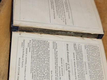 Antique Hymnal Protestant Episcopal Church E & JB YOUNG 1882 Inscribed 1884 ab1