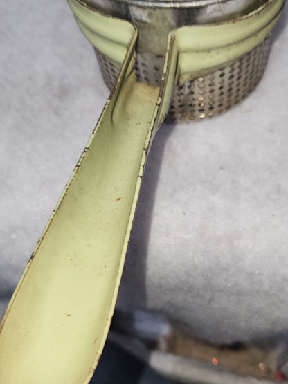Vintage Old Green Potato Ricer Dirty Mint Green Handle Universal No Makers Mark kit920