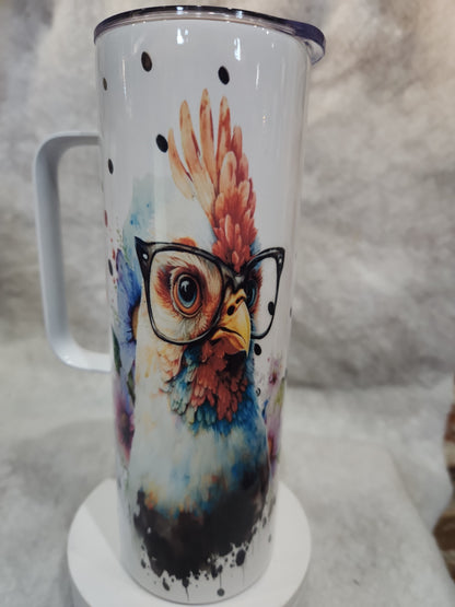 20 oz stainless steel insulated Tumbler with handle I Never Dreamed I'd Grow up Super *&%^ Chicken Lady But Here I am Killing It t55
