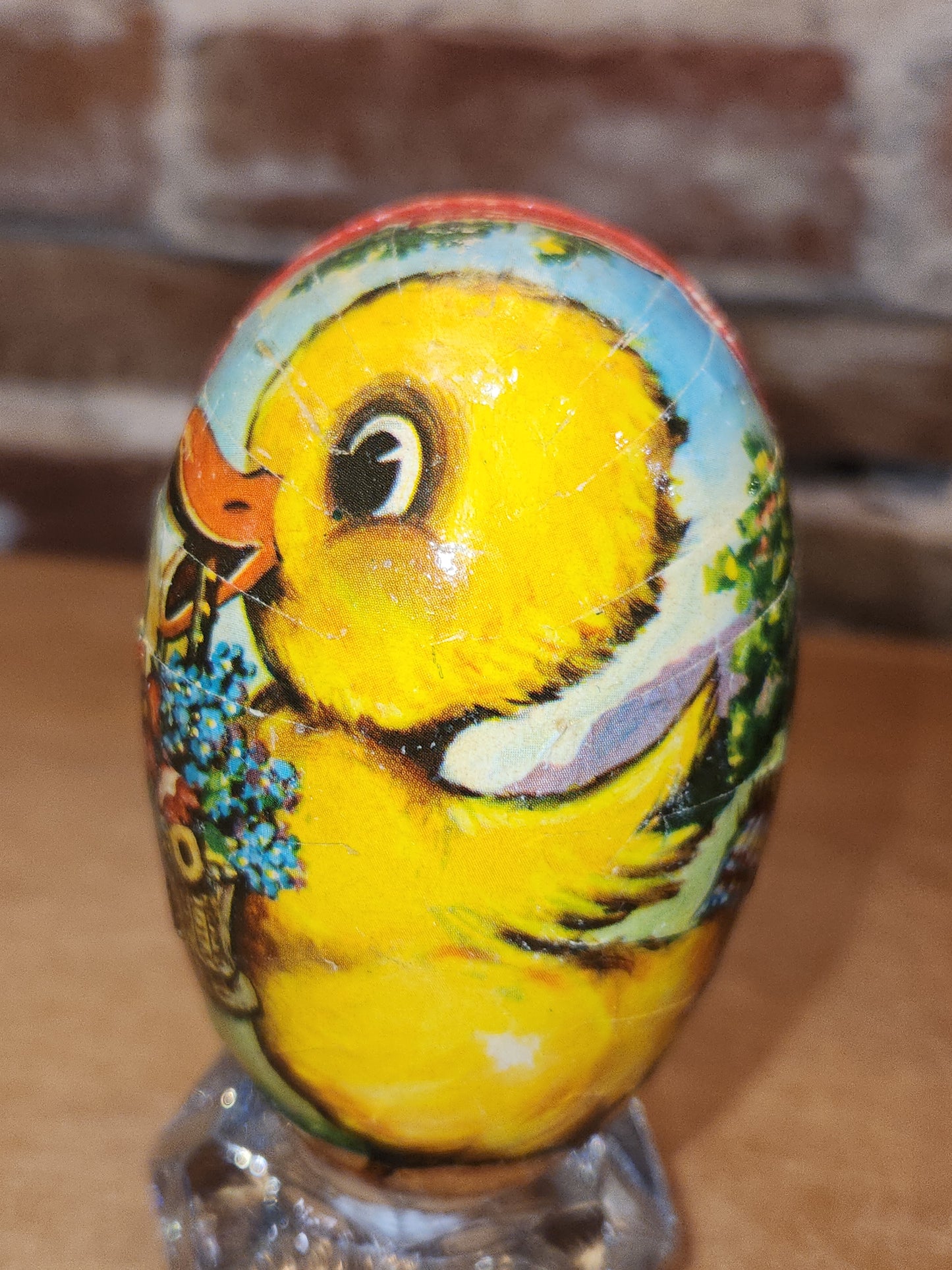 Vintage Easter Egg Candy Box Cardboard or Paper Mache Duck Flowers eg1