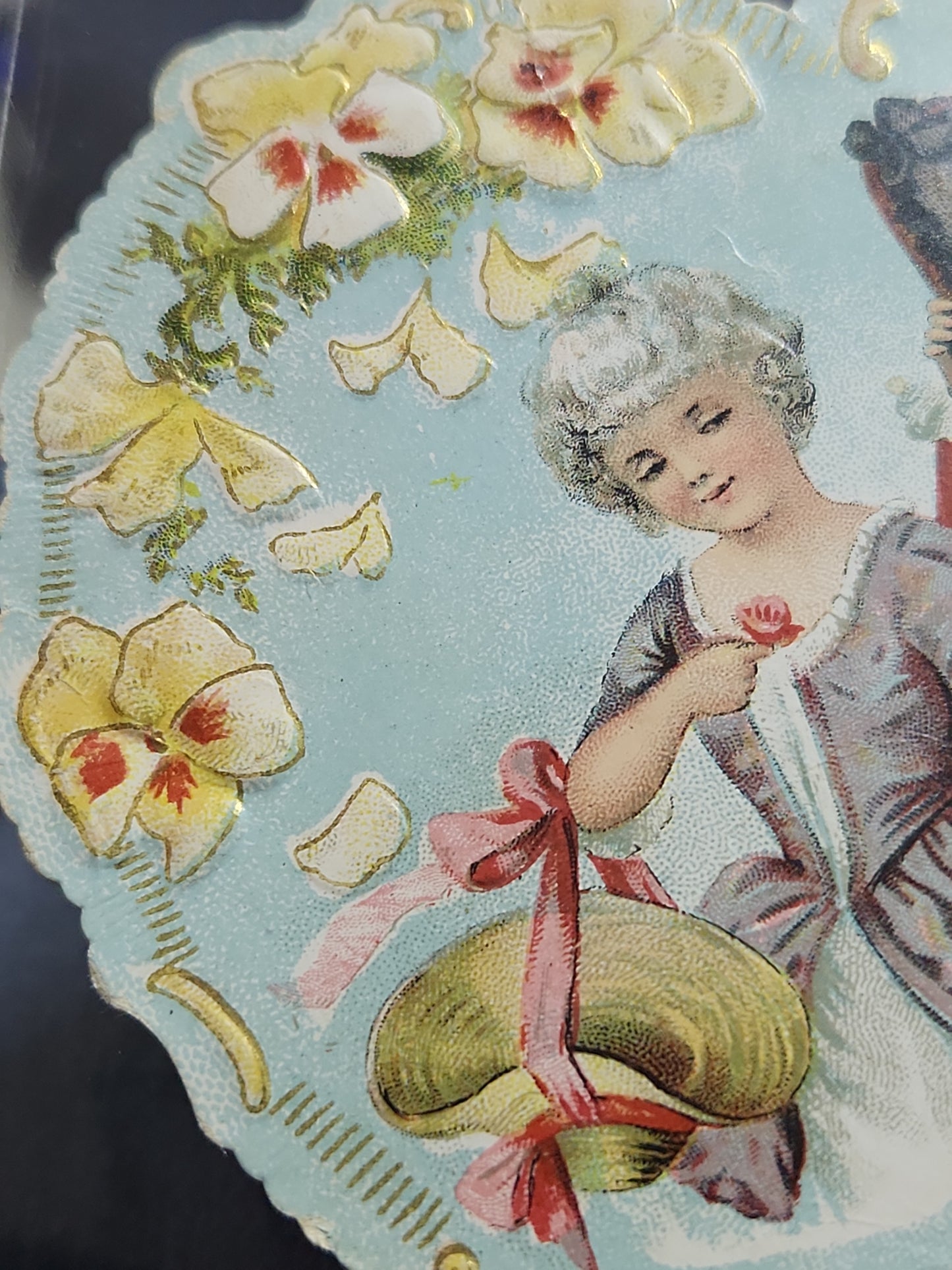 Antique Die Cut Valentine Card 1902 Heart Shape Victorian Couple To My Sweetheart