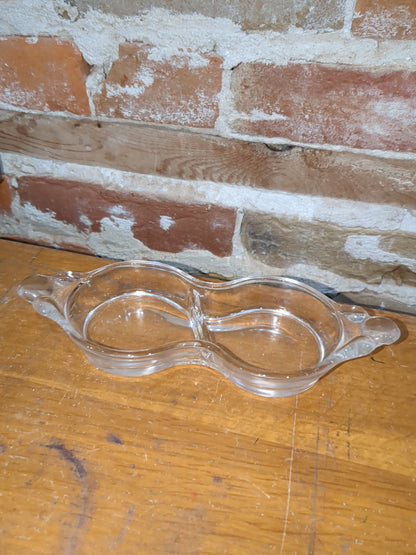 VINTAGE Glass Oval Divided Pickle Relish Dish Tidbit Tray ~ Unusual Design!