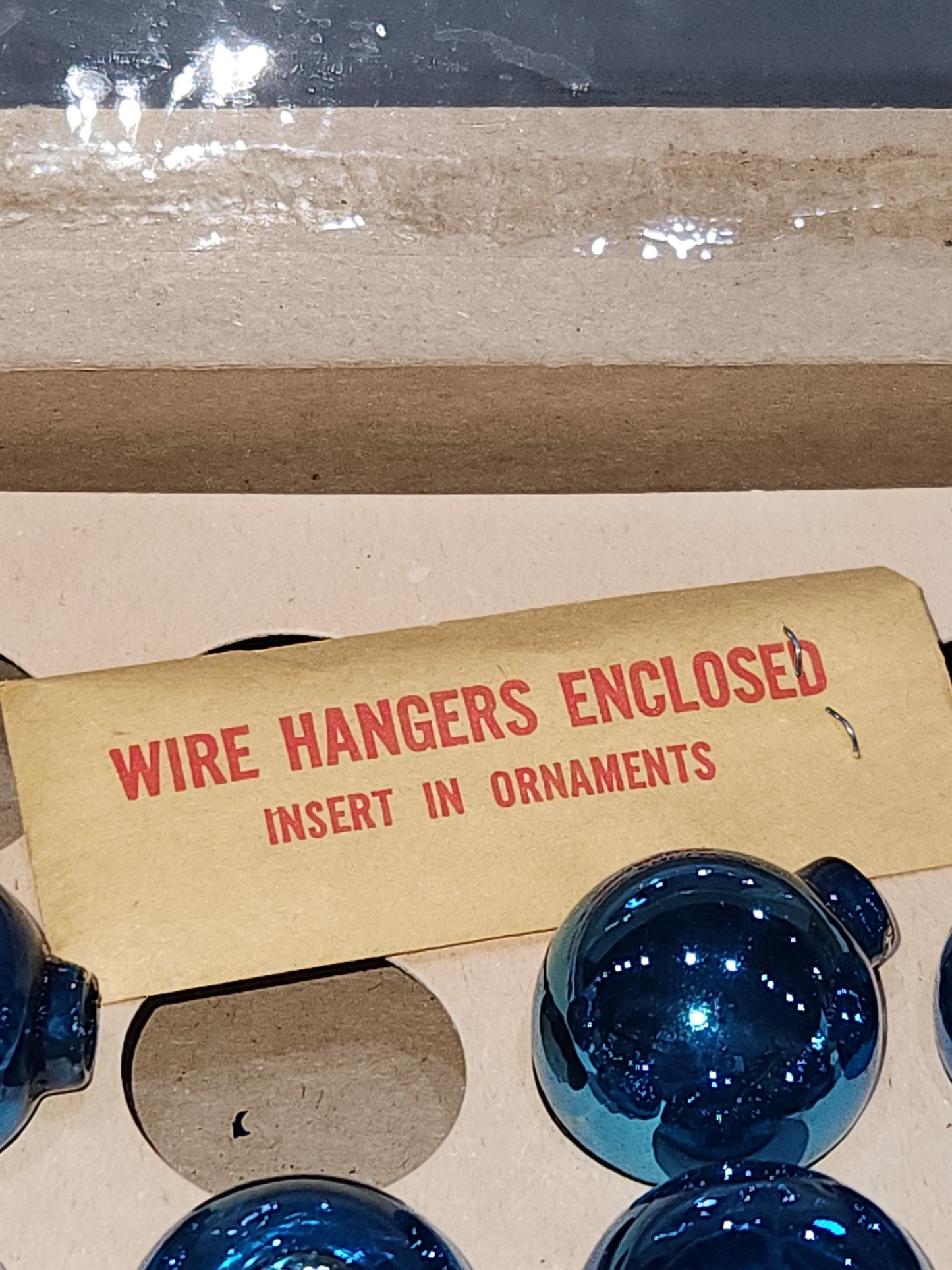 Vintage Shiny Brite Turqoise 1" Ornaments for Feather Tree PARTIAL BOX of 7. Unused bo70