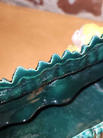 Vintage Gilner Pixie Elf on a Bench in front of a Planter elf5