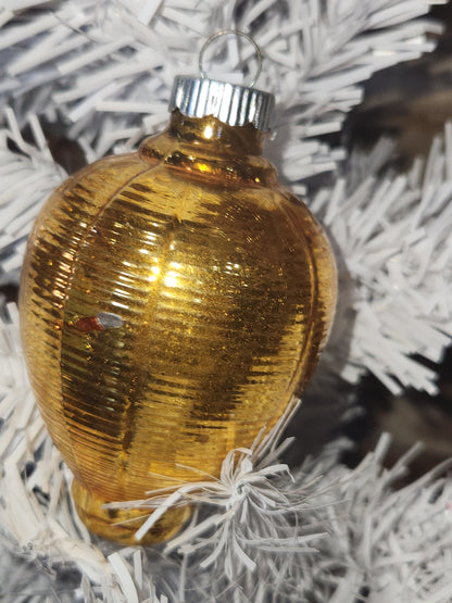 Vintage Shiny Brite Glass Chinese Lantern Ornament Gold Christmas Ornament vo30