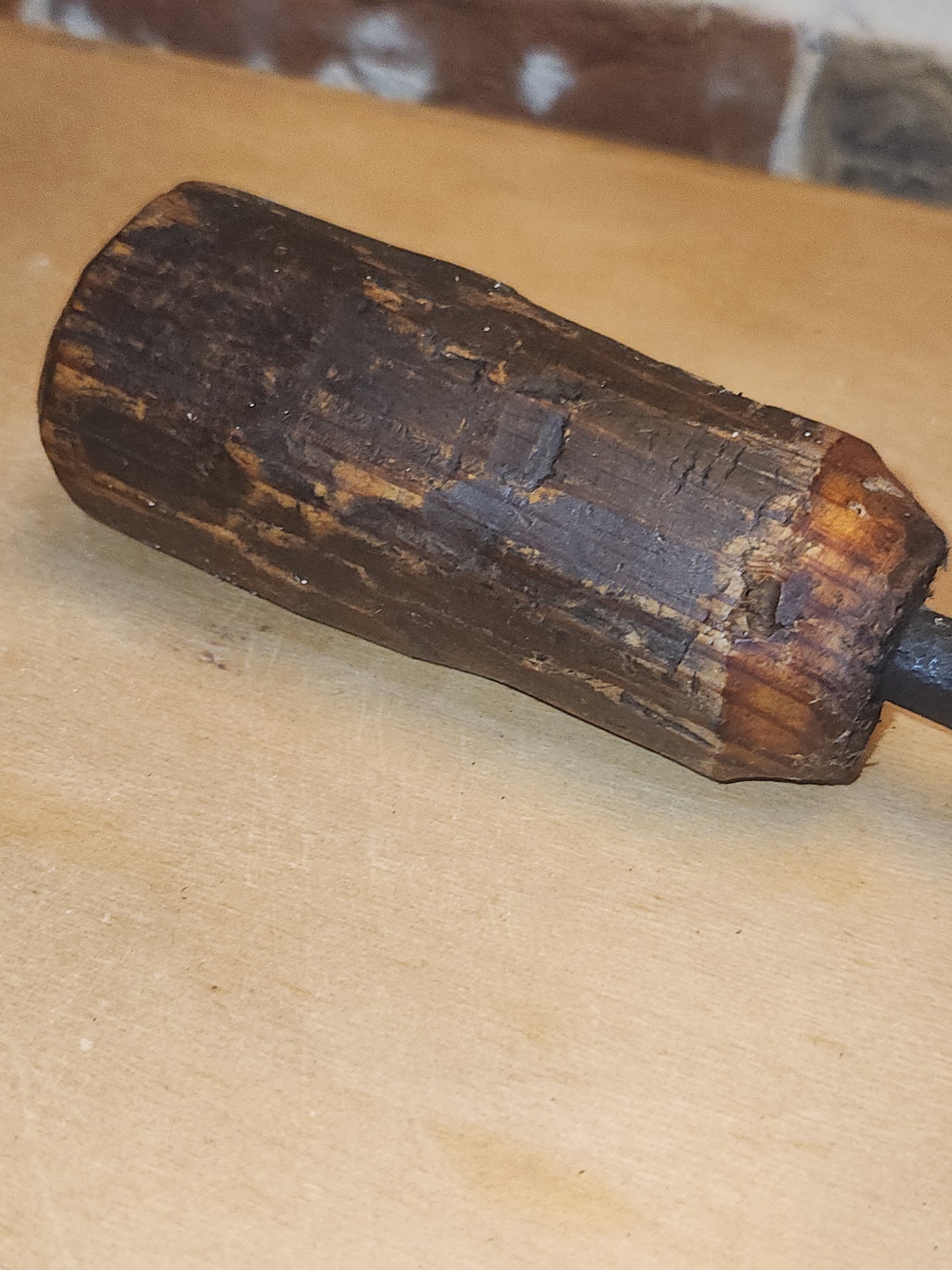 Antique Primitive Blacksmith Soldering Tool with Copper Steel Wood