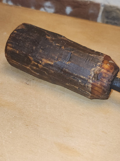 Antique Primitive Blacksmith Soldering Tool with Copper Steel Wood