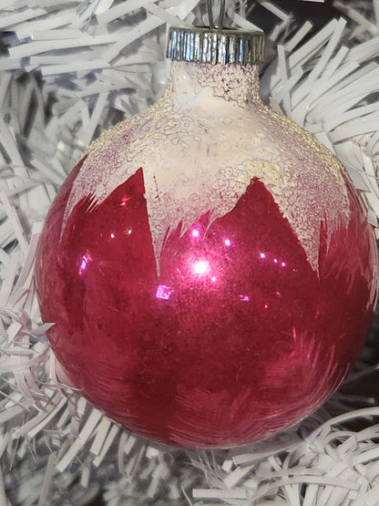 Vintage Shiny Brite Mercury Glass Snow Capped Pink Ornament Ornament sb3