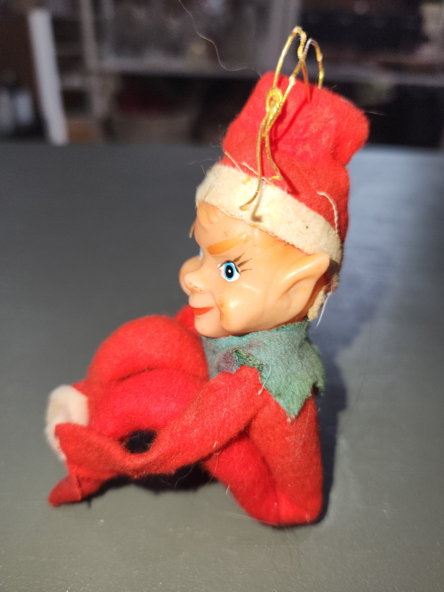Vintage Rubber Face Knee Hugger Elf Pixie Mid Century Modern Christmas elf27