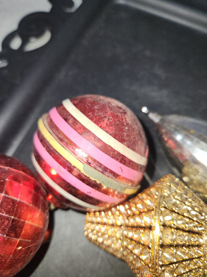 Vintage Plastic Christmas Ornaments Set of 11