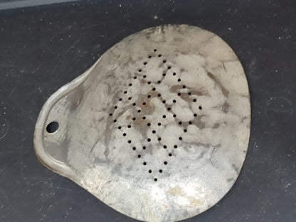 Antique primitive hand scoop milk skimmer tin hand scoop alu859