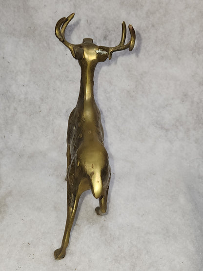 Vintage Solid Brass Doe and 8 Point Prancing Buck Korea br150