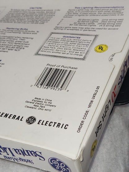 Vintage NIB String-a-Long Santa Lights General Electric NOS