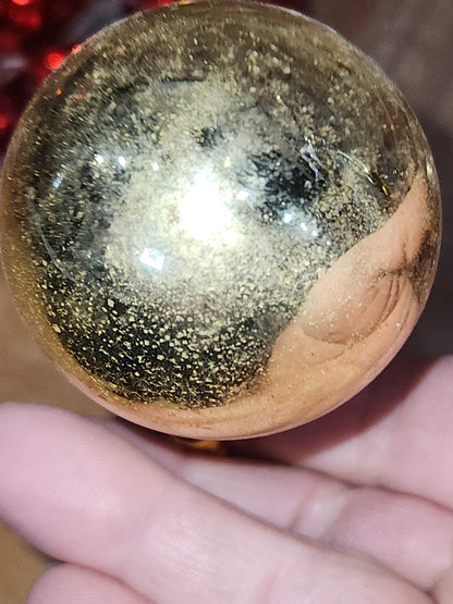 Vintage Mercury Glass Ball Ornament on Picks or Stems Red and Gold Nearly 2" Set of 7 mg5