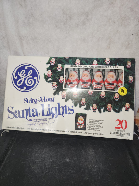 Vintage NIB String-a-Long Santa Lights General Electric NOS