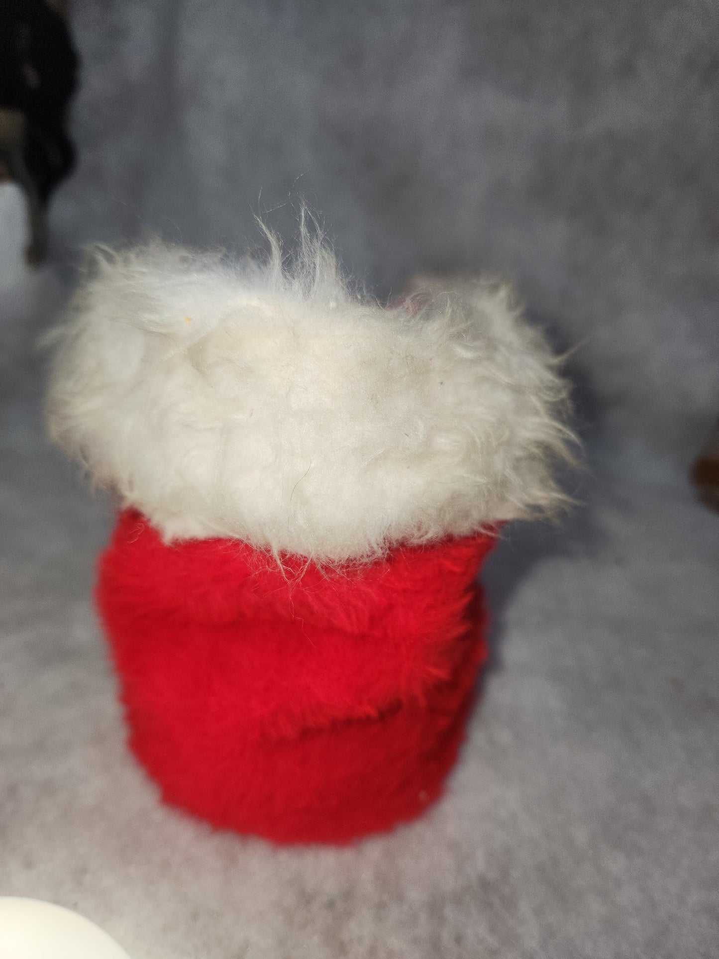 Vintage Red Santa Boot Planter Cover Holly & Bells White Trim ch111