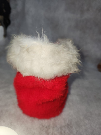 Vintage Red Santa Boot Planter Cover Holly & Bells White Trim ch111