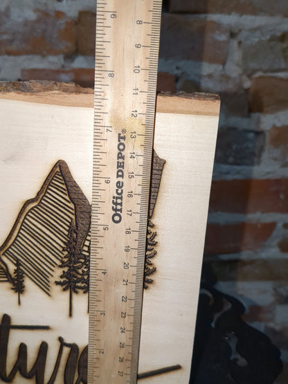 Live edge slab balsa wood Adventure laser engraved ew54