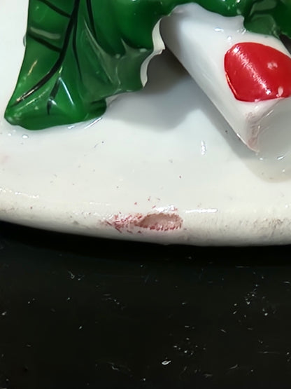 vintage ceramic candlesticks holders with candy canes. Ch3