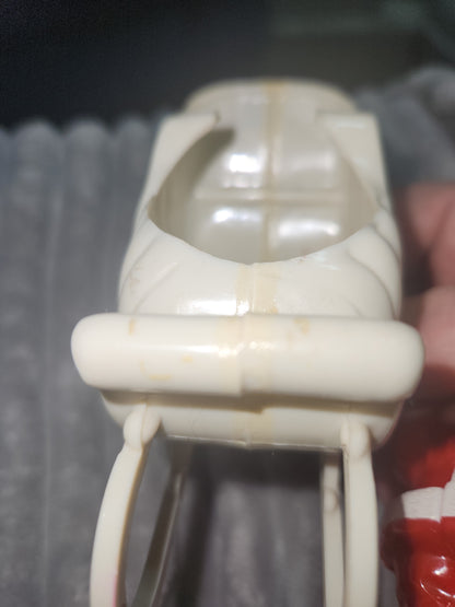 Vintage Rosbro Red Santa in Sleigh Plastic Candy Holder 1950's MCM