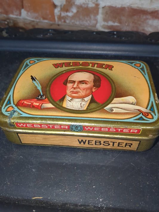 VINTAGE ADVERTISING  EMPTY WEBSTER FLAT TOBACCO POCKET TIN  tin504