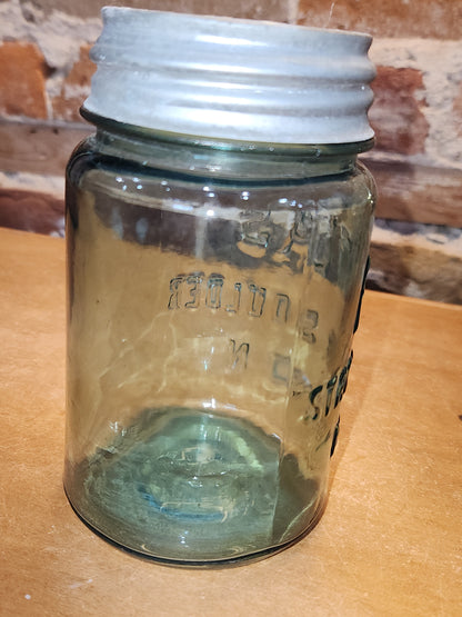 Vontage Atlas Strong Shoulder Mason Clear Glass Pint Jar with Atlas Zinc Lid jar99