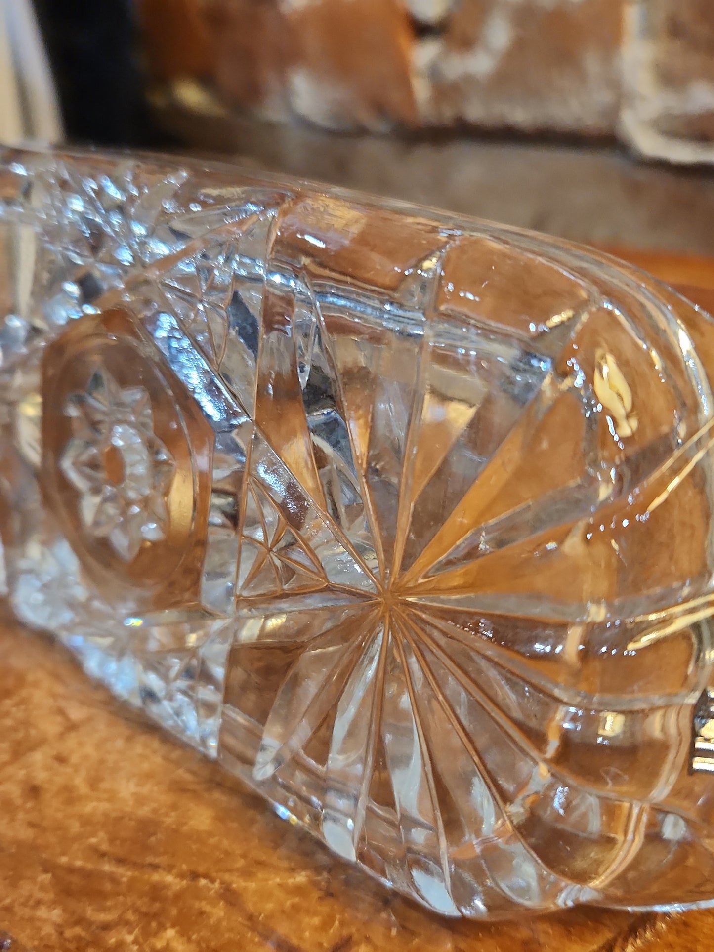 Vintage Anchor Hocking Cut Glass Butter Dish with Metal Handle kit70