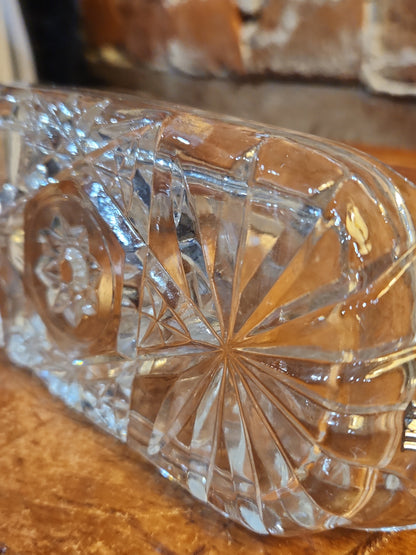 Vintage Anchor Hocking Cut Glass Butter Dish with Metal Handle kit70