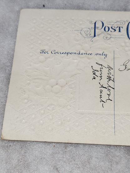 Antique Vintage Embossed Postcard A Merry Christmas postmarked 1911