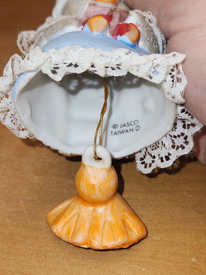 Vintage Jasco L'll Chimers Critter Ornament Bells With Lace Trim Bear Baking, Grandma Bear, Goose porcelain