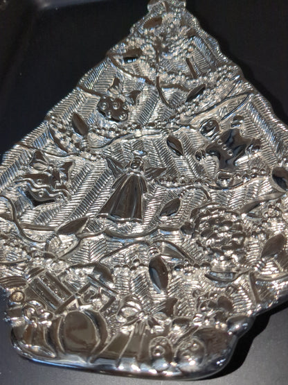 Vintage Gorham Silver Tone Metal Christmas Tree Treat dish