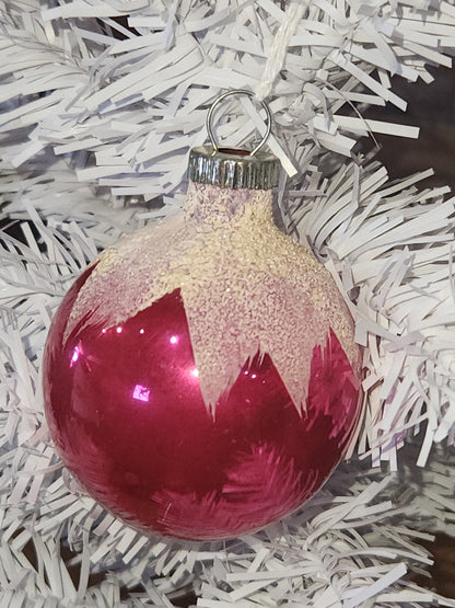 Vintage Shiny Brite Mercury Glass Snow Capped Pink Ornament Ornament sb3