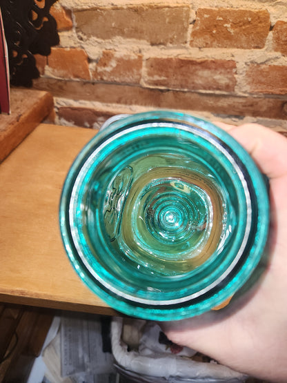 Vintage Ball Ideal Green Blue Teal Jar Bicentennial Eagle Wire Seal jar2