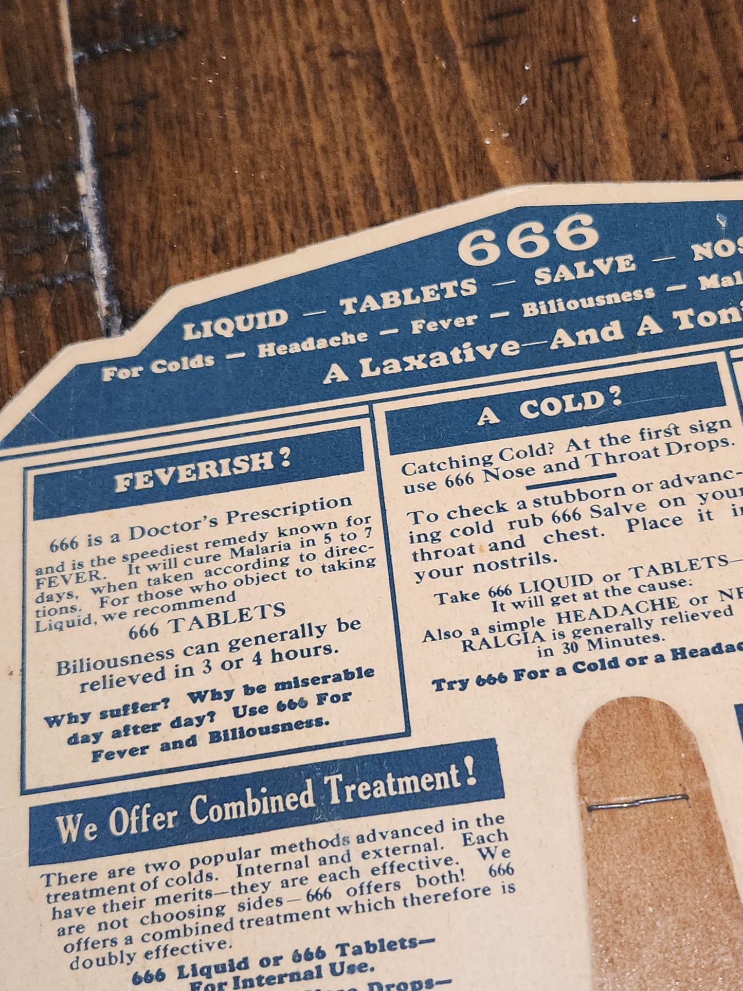 Vintage 666 Quartette Advertising Fan Medicine Liquid Salve Tablets Nose Drops Birds Baby fan12
