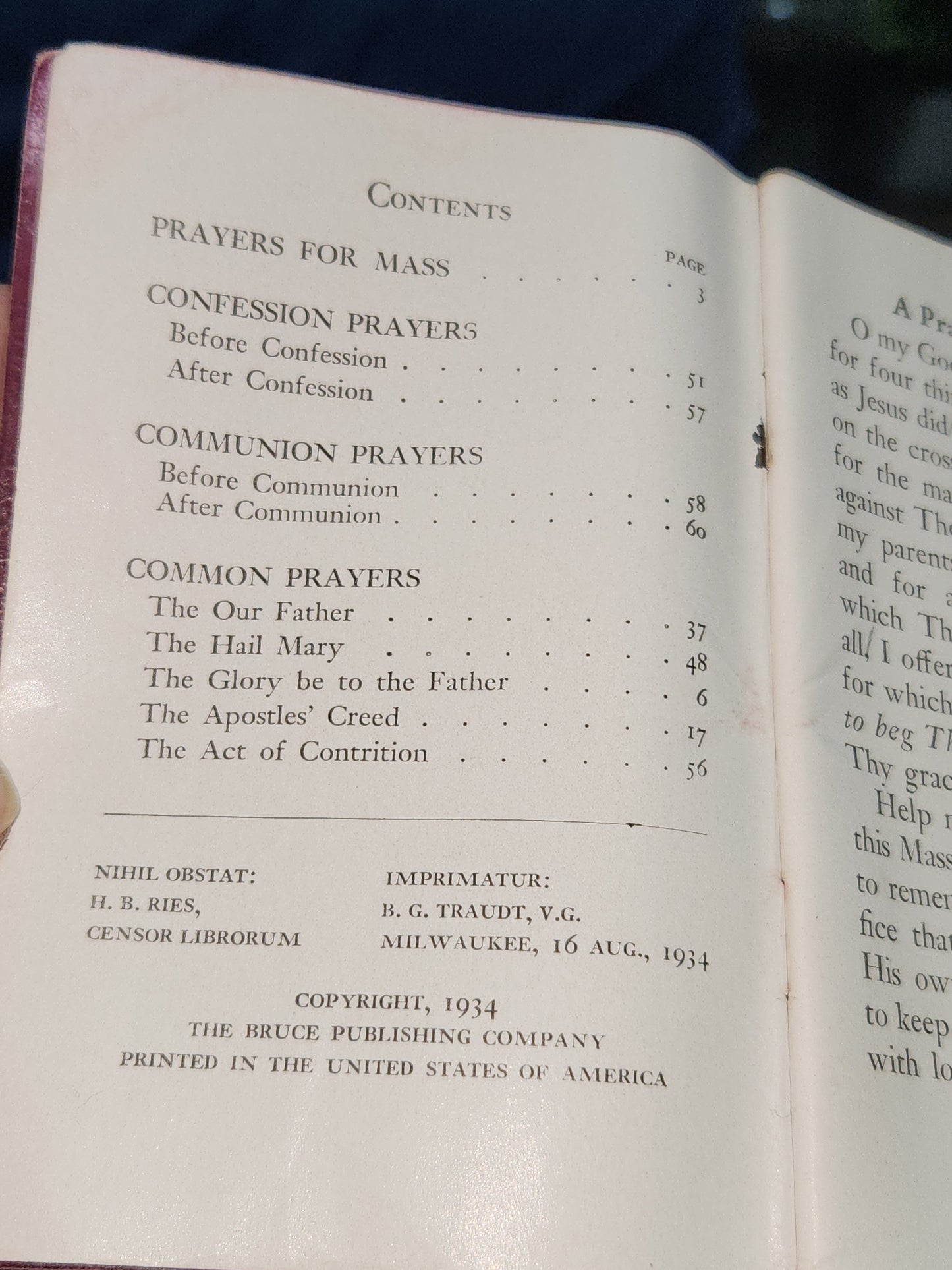 Vintage Softcover Booklet The Greatest Prayer the Mass Bruce Publishing 1934 AS IS ab99
