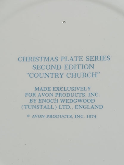 Vintage Avon Christmas 1974 Country Church Plate Original Box. Enoch Wedgewood England